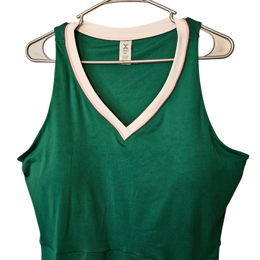 Xersion EverUltra-Lite Dress XXL Green Shady Glade White V-Neck Athletic 373525 - Picture 2 of 11